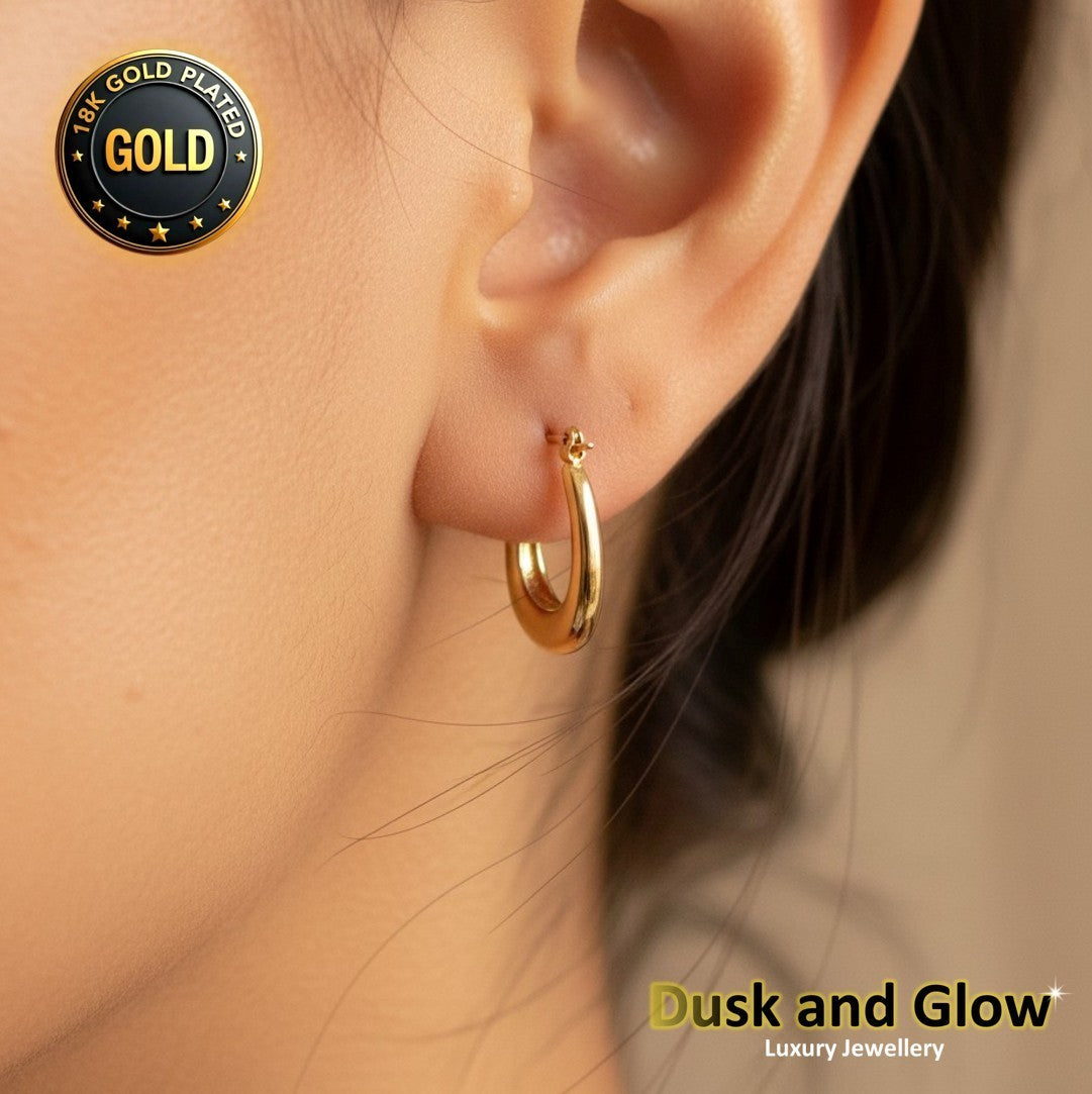 UK Womens Gold Hoop Earrings Genuine 18K Plating Ladies Girls Jewelry Gift NEW1