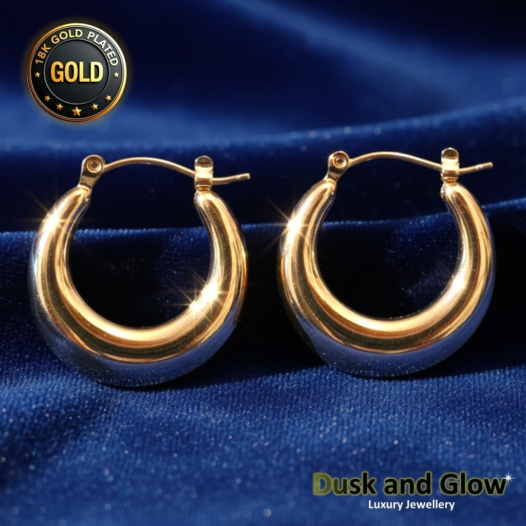 UK Womens Gold Hoop Earrings Genuine 18K Plating Ladies Girls Jewelry Gift NEW0