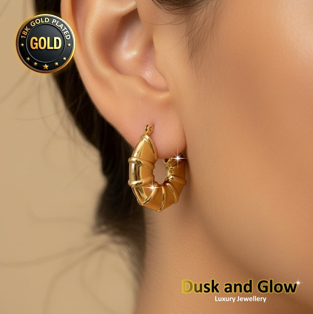 UK Womens Gold Hoop Earrings Genuine 18K Plating Ladies Girls Jewelry Gift NEW1