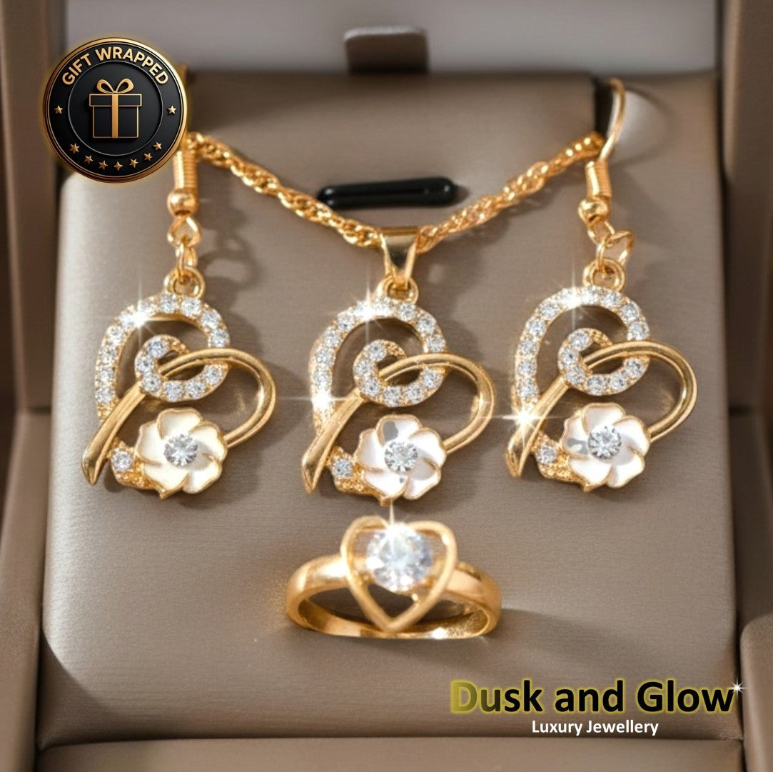 Womens Jewellery Gift Set Necklace Drop Earrings Ring Ladies Girl Wedding UK NEW0