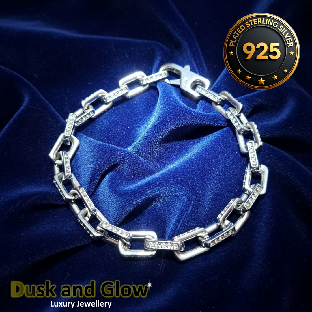 Luxury 925 Silver Plated Zirconia Bracelet Iced CZ Tennis Design Gift Box UK NEW3