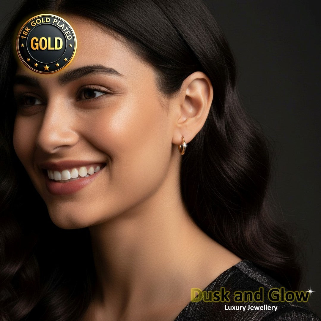 UK Womens Gold Hoop Earrings Genuine 18K Plating Ladies Girls Jewelry Gift NEW3
