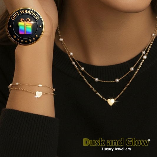 Women Ladies Gold Jewellery Set Necklace Bracelet Fashion Girls Gift UK NEW0