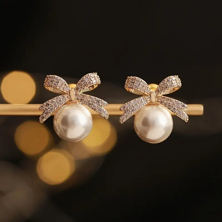 Faux Stone Pearl Stud Christmas Earrings Women Ladies Jewellery Gift Pair UK NEW1