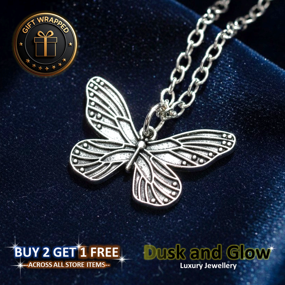 Silver Butterfly Necklace Pendant Gift Womens Ladies Girls Jewelry BRAND NEW UK0