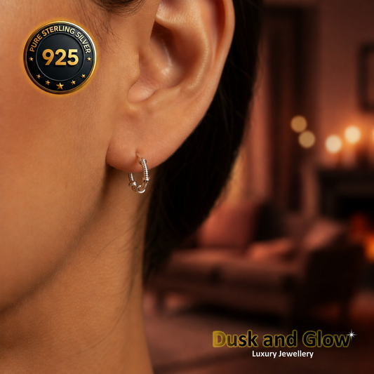 Solid 925 Sterling Silver Luxury Huggie Hoop Earrings
