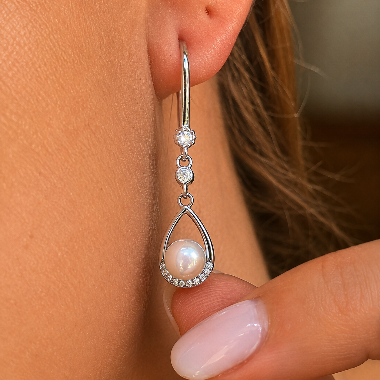Sterling Silver Freshwater Pearl Drop Earrings