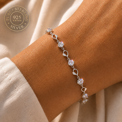 Solid Sterling Silver Heart Charm Bracelet