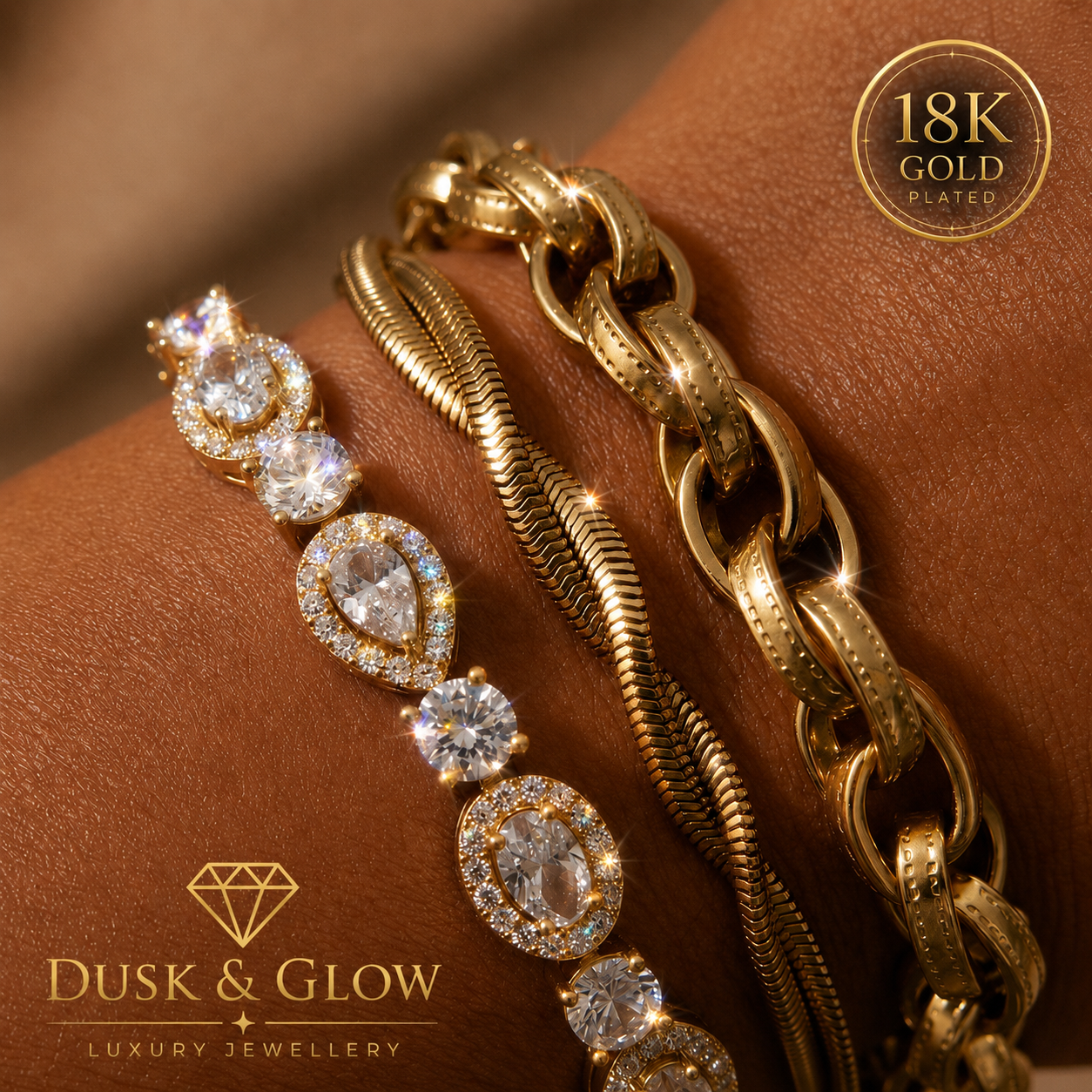 Luxury 18ct Gold Bracelet Stack