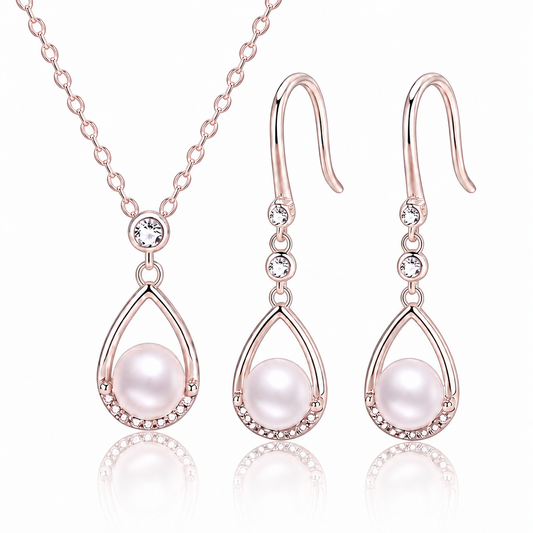 Freshwater Pearl Necklace & Earrings Set | Sterling Silver