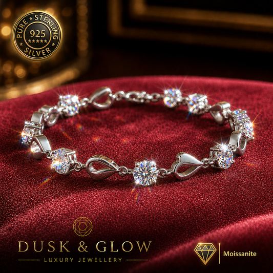 4ct Moissanite Silver Heart Charm Bracelet