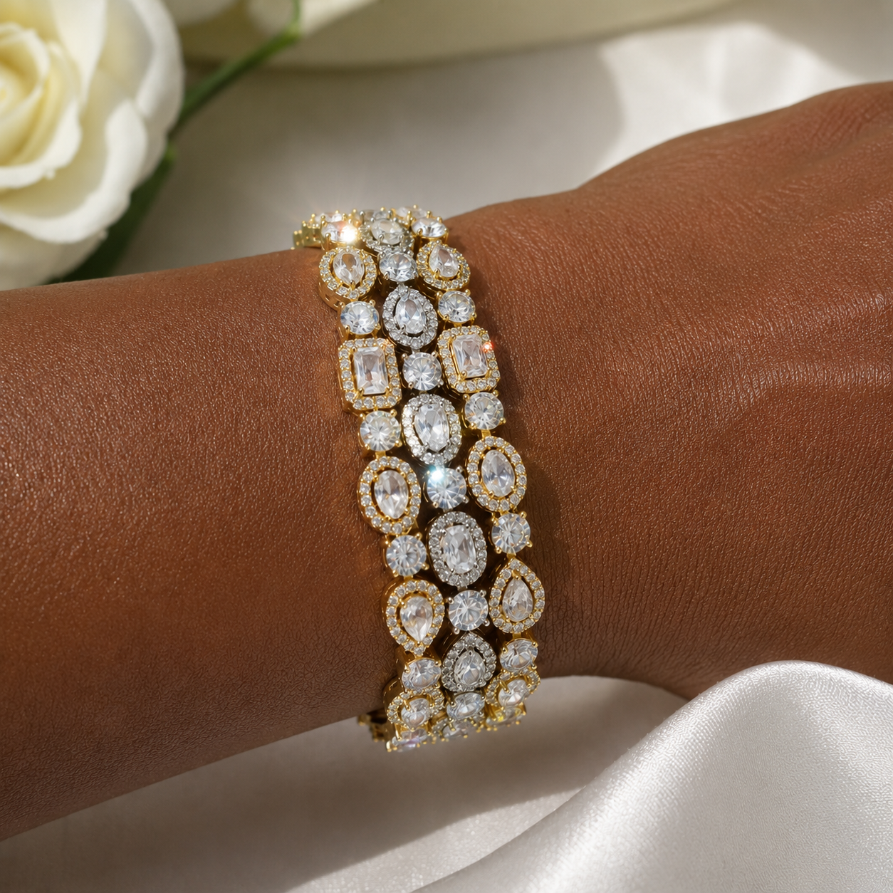 Stunning Halo Tennis Bracelet Stack