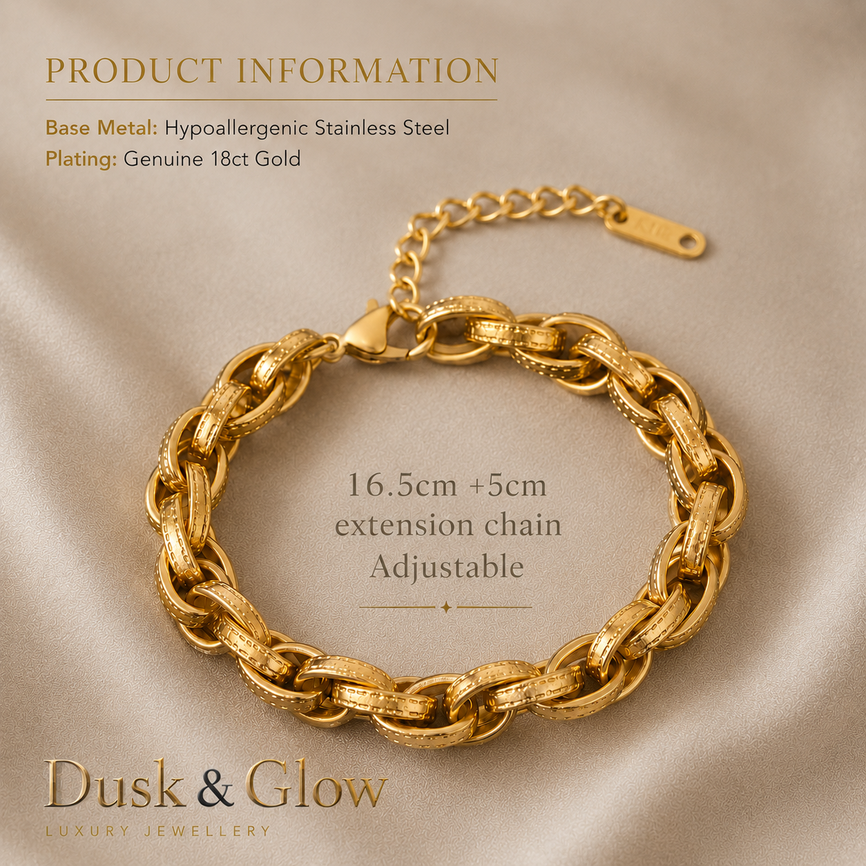 18ct Gold Plated Embossed Bracelet