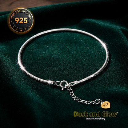 Solid 925 Sterling Silver Snake Bracelet 2mm Minimalist Luxury