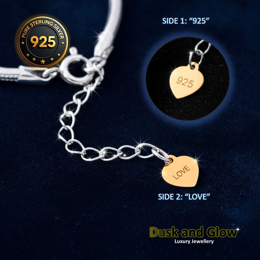 Solid 925 Sterling Silver Snake Bracelet 2mm Minimalist Luxury
