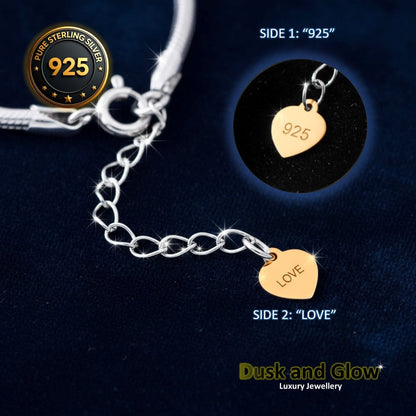 Solid 925 Sterling Silver Snake Bracelet 2mm Minimalist Luxury
