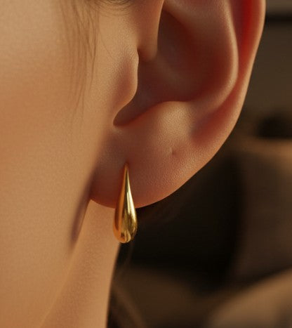 Luxury 18ct Gold Plated Teardrop Drop Earrings Pure S999 Fine Silver