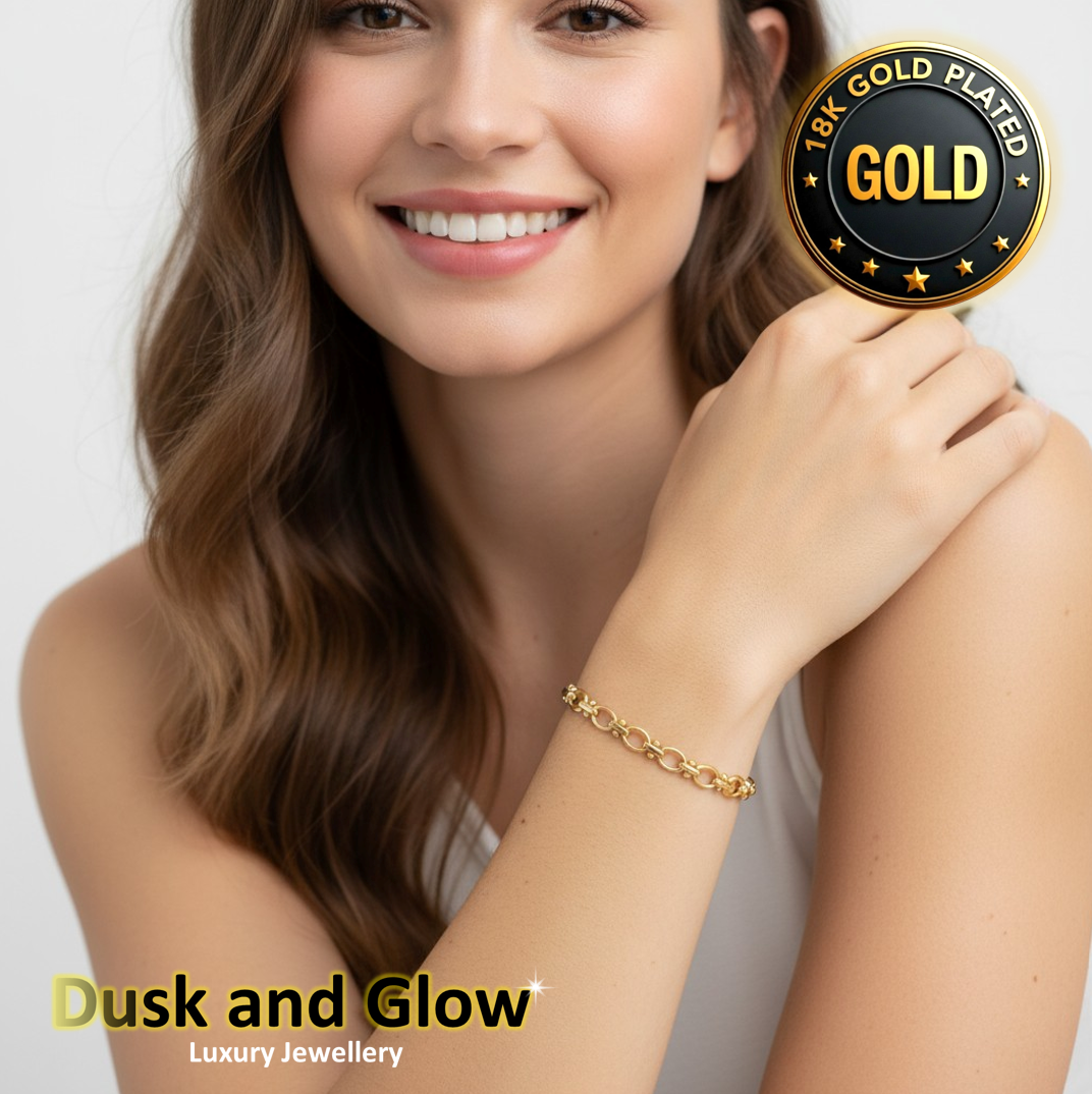 18ct Gold Plated Belcher Bracelet Lightweight Minimalist Luxury Chain UK NEW