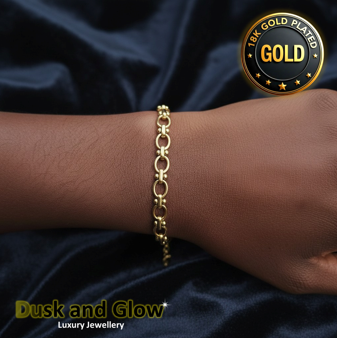 18ct Gold Plated Belcher Bracelet Lightweight Minimalist Luxury Chain UK NEW