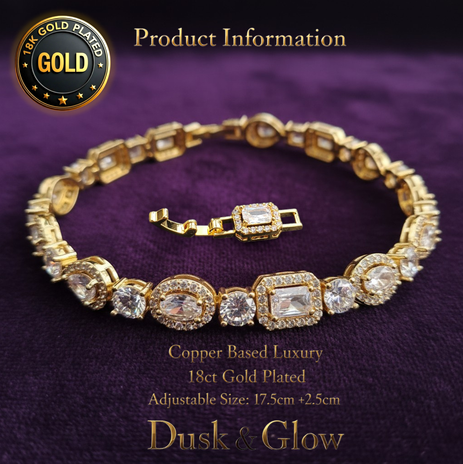 Luxury Shimmering Crystal Halo Bracelets in 18ct Gold & Silver Plating