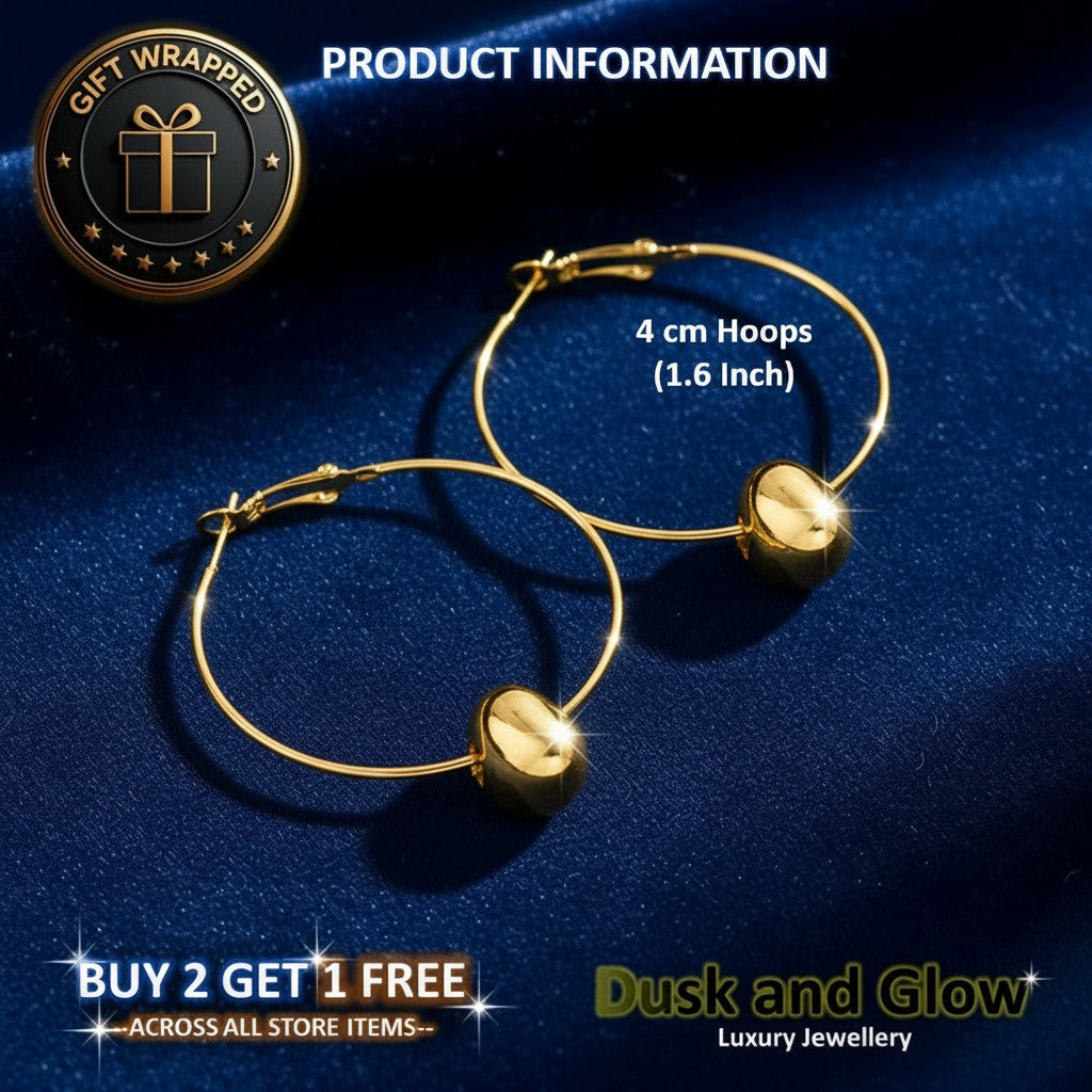 Gold Heart Pendant Hoop Earrings