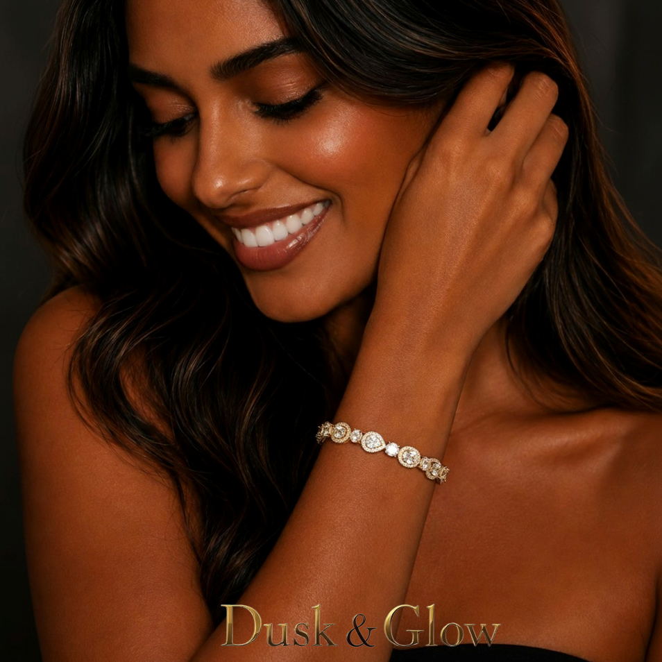 Luxury Shimmering Crystal Halo Bracelets in 18ct Gold & Silver Plating