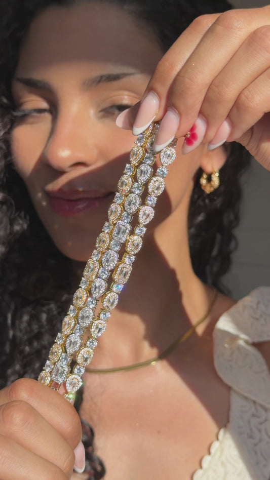Stunning Halo Tennis Bracelet Stack